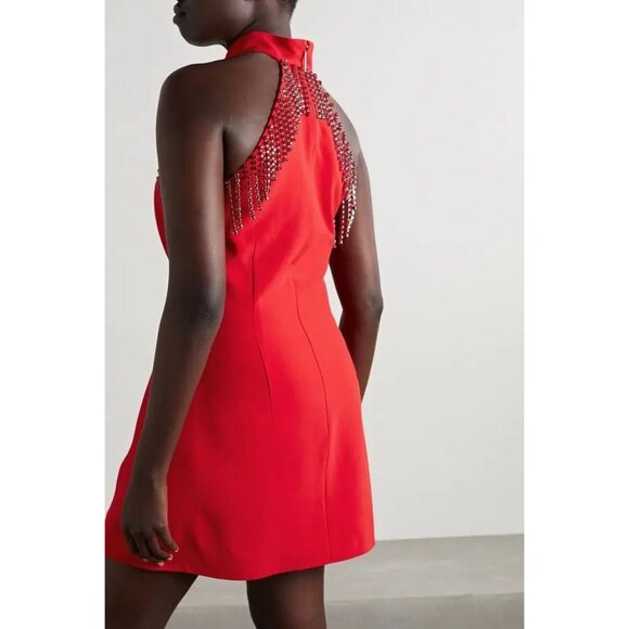 Christopher Kane Crystal-Embellished Crepe Mini Dress Red Size 4 NWT $1,695 - Picture 2 of 7